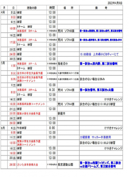 4月からの予定です